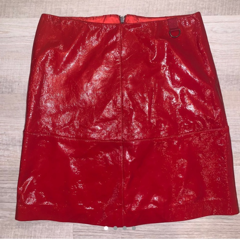 RED AUTHENTIC LEATHER MINI SKIRT NEW WITH TAGS